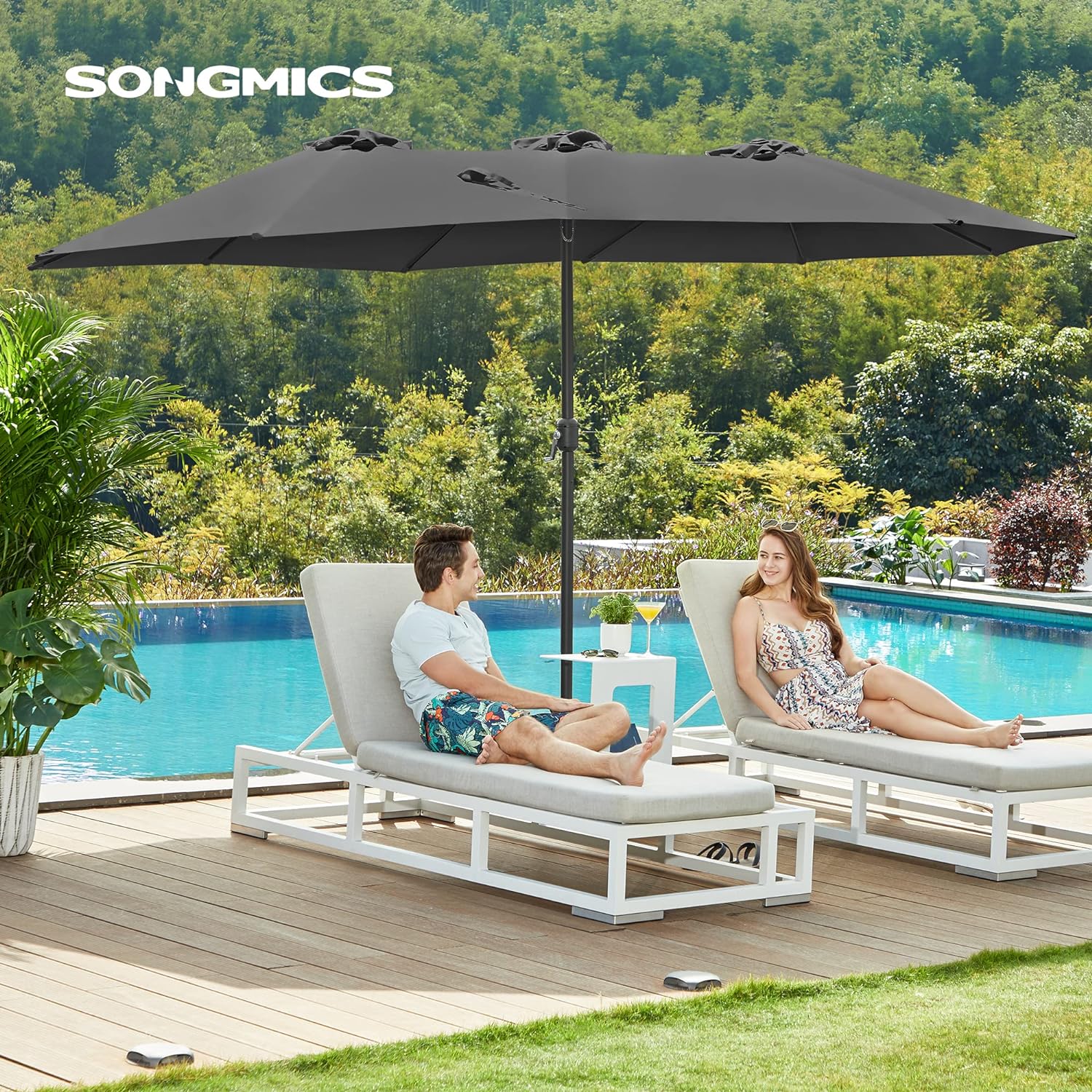 Luksus dobbelt parasol - Ekstra stor i sort - 460 x 270 cm - Parasol -