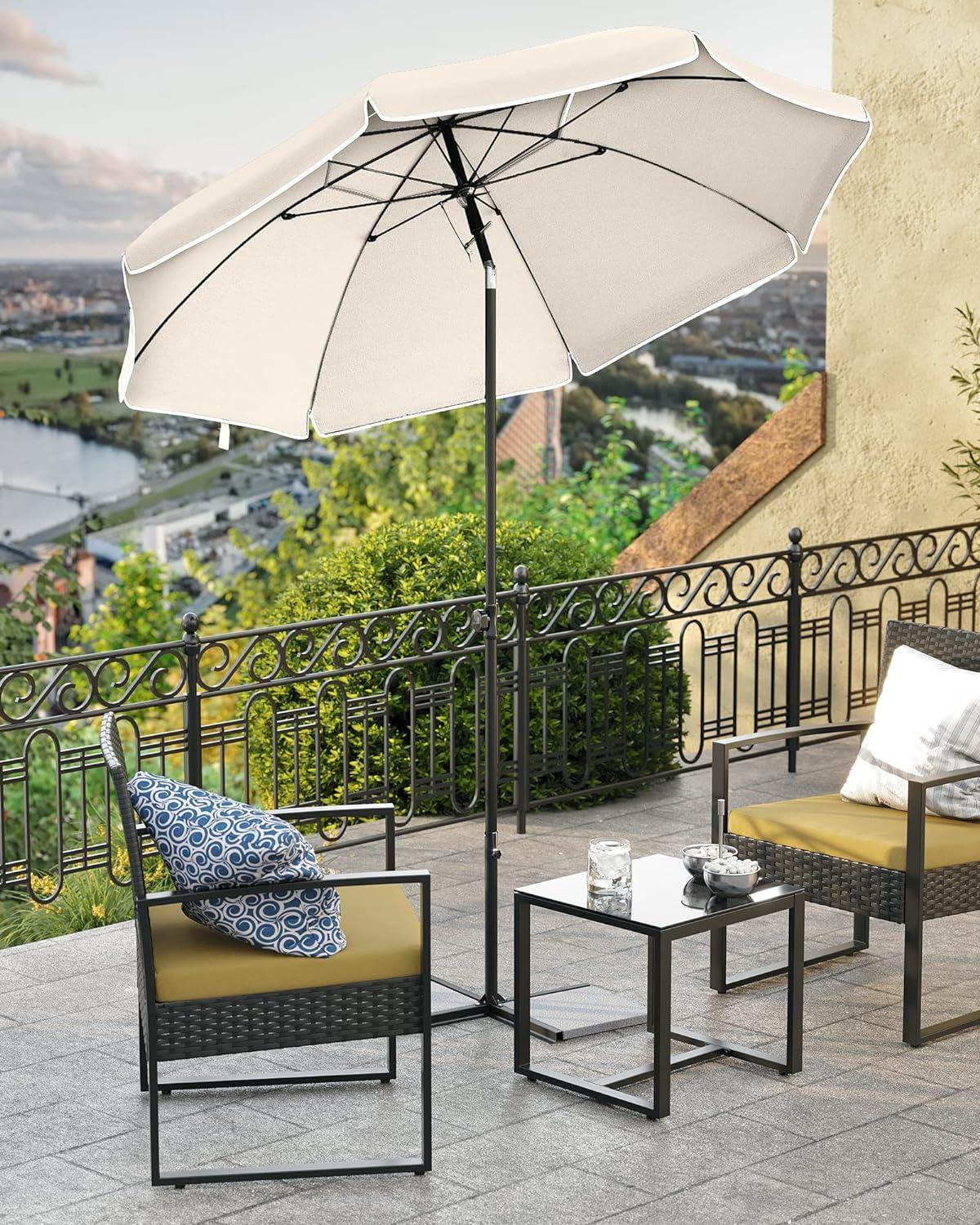 Strandparasol i hvid - 160 cm - Parasol -
