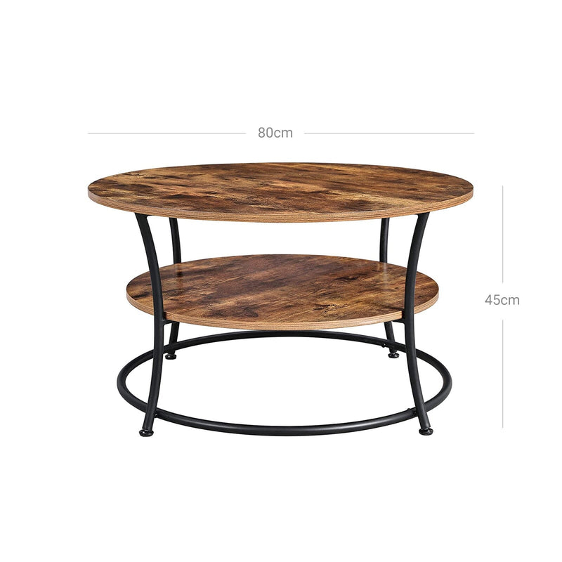 Sofabord i rundt industrielt design m. hylde - Sofabord -