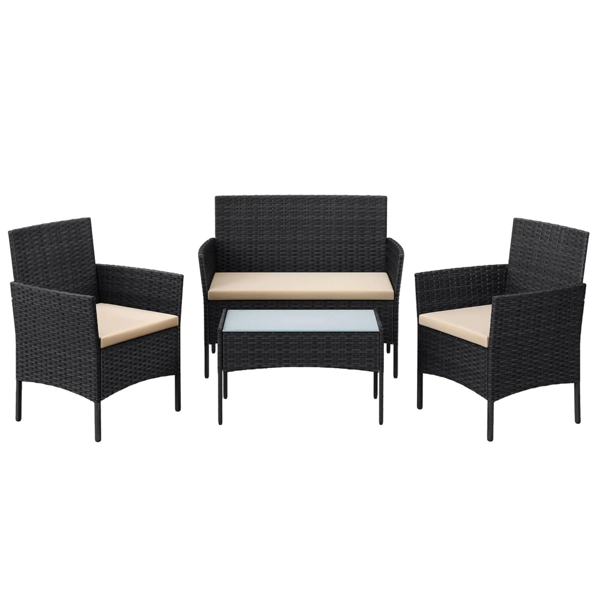 Loungesæt Havemøbelsæt Stilfuldt udendørs i flettet PE - Sort & Beige - Havemøbler -