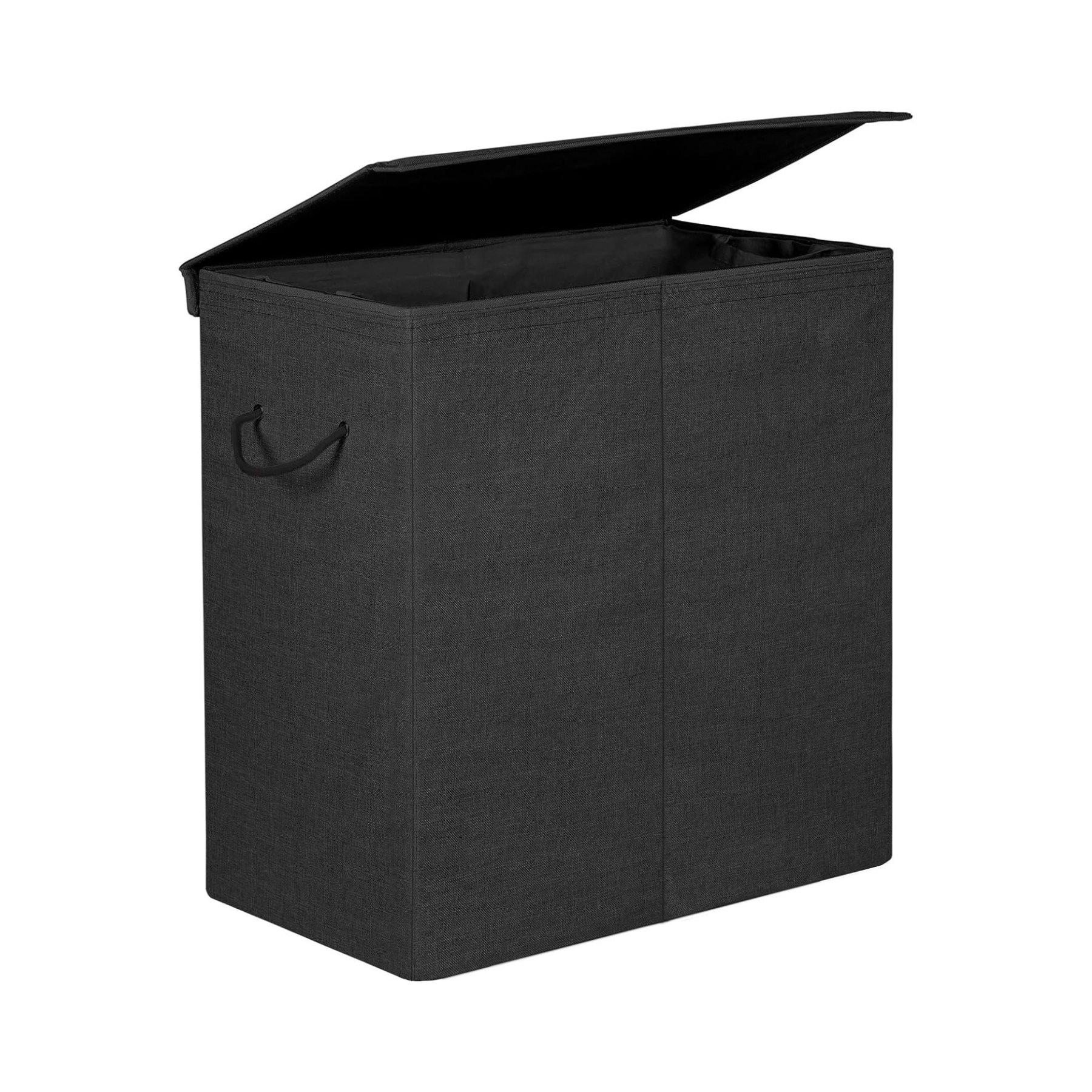 Vasketøjskurv i XL med to rum - sort - Vasketøjskurv -