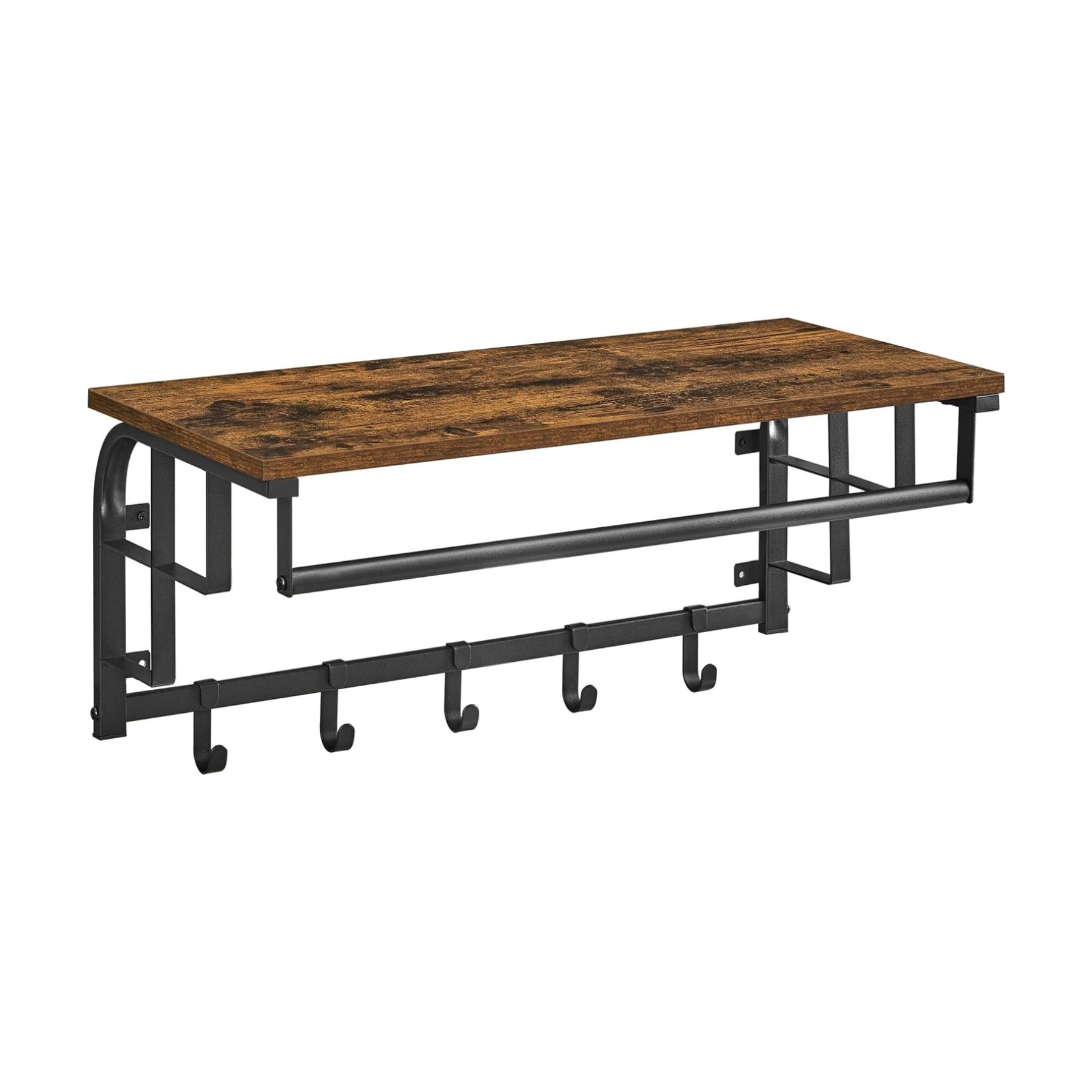 Hylde med garderobestang og knager - 66 cm - Hylde -