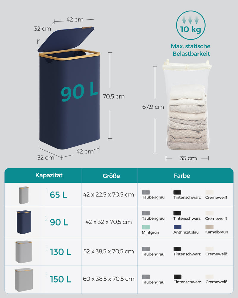 Vasketøjskurv 90L med aftagelig foring - Laundry baskets -