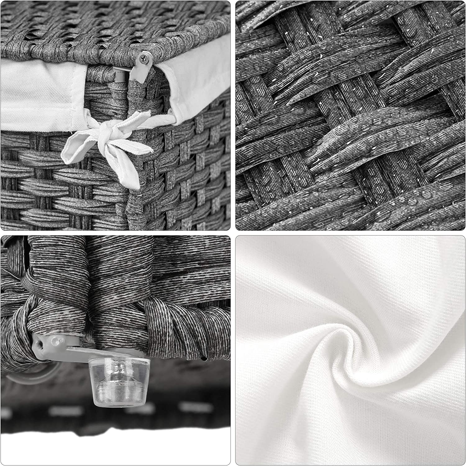 Vasketøjskurv i flet design - Grå 90L - Laundry baskets -