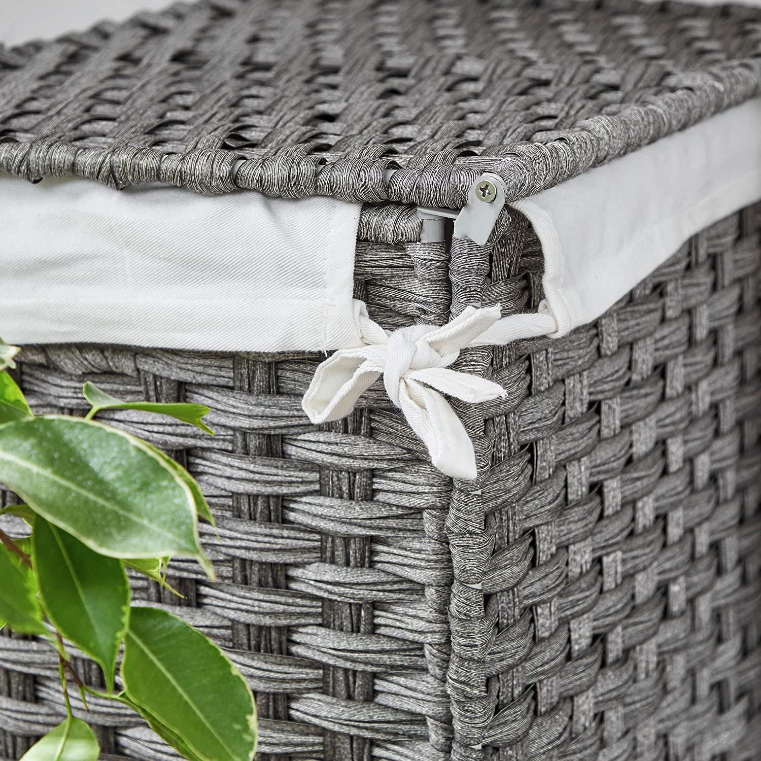 Vasketøjskurv i flet design - Grå 90L - Laundry baskets -
