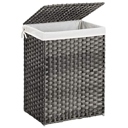 Vasketøjskurv i flet design - Grå 90L - Laundry baskets -