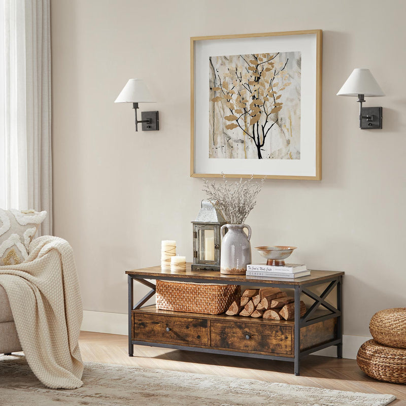 Sofabord i industrielt design m. skuffer - Sofabord -