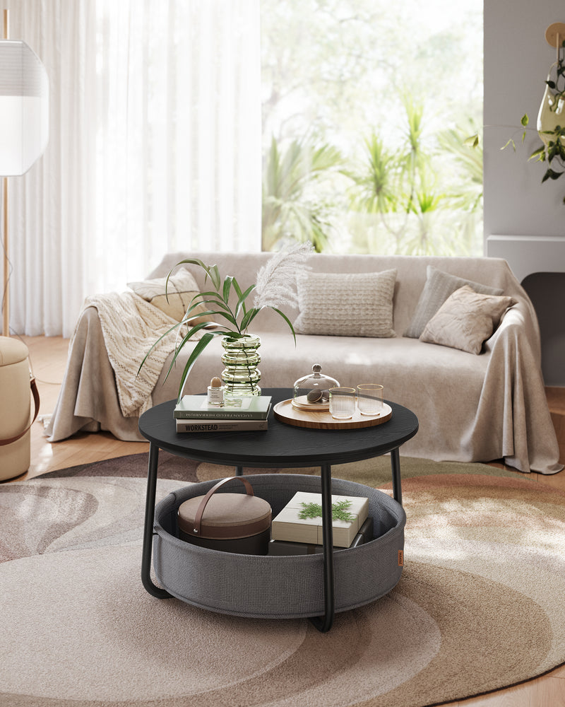 Sofabord i boho design - sort/antracitgrå - Sofabord -