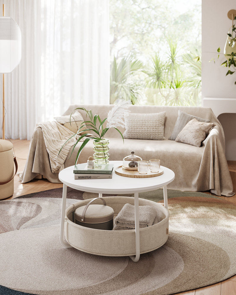 Sofabord i boho design - hvid/beige - Sofabord -