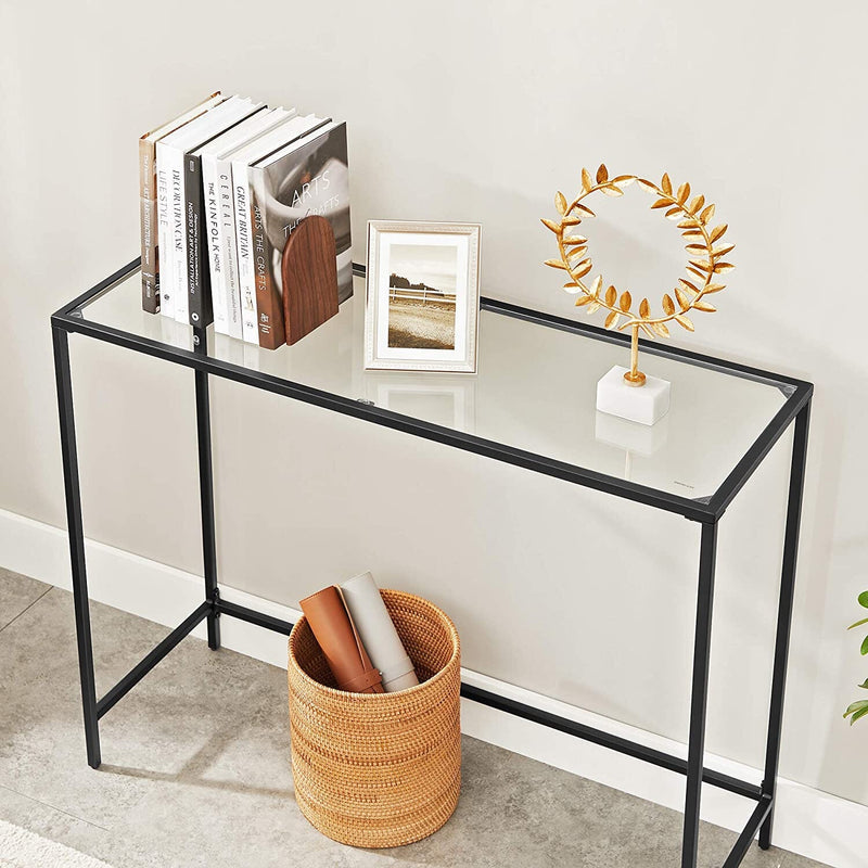 Konsolbord med glasplade og sort ramme - Konsolbord -