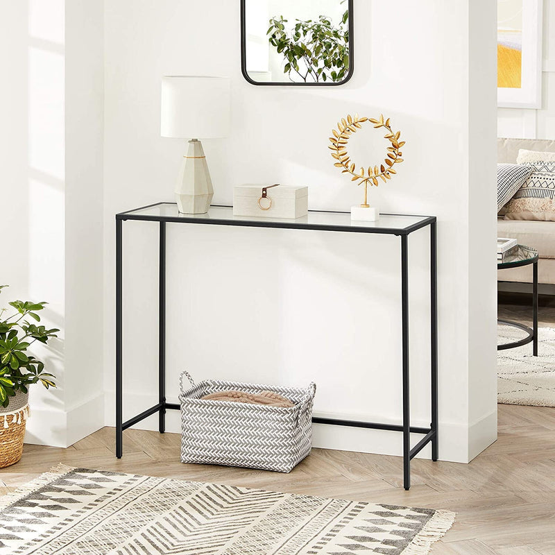 Konsolbord med glasplade og sort ramme - Konsolbord -