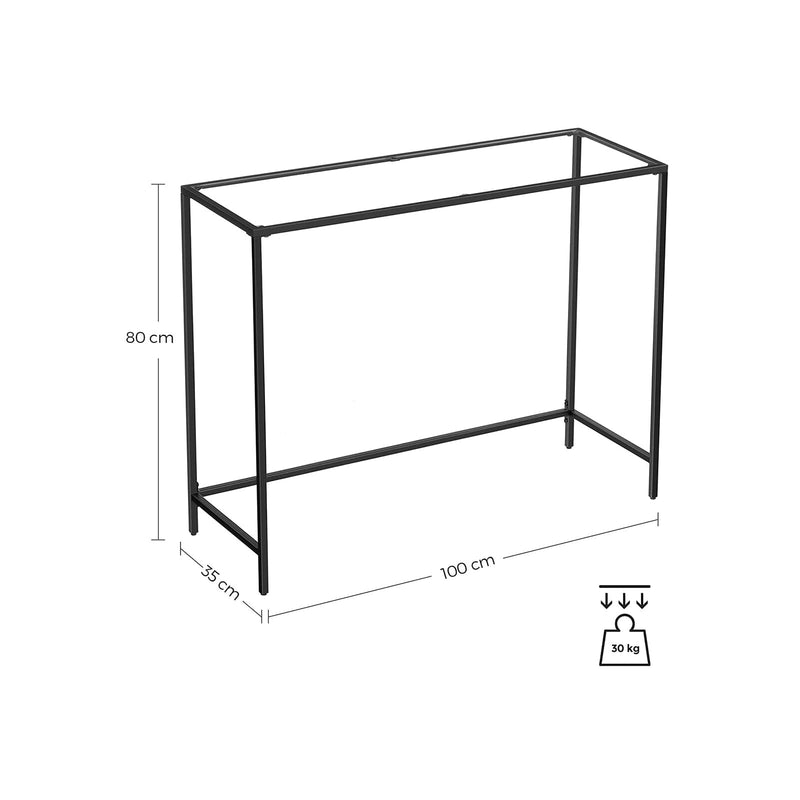 Konsolbord med glasplade og sort ramme - Konsolbord -