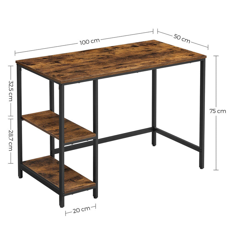Skrivebord i rustikt design m. hylder (lille model) - Skrivebord -