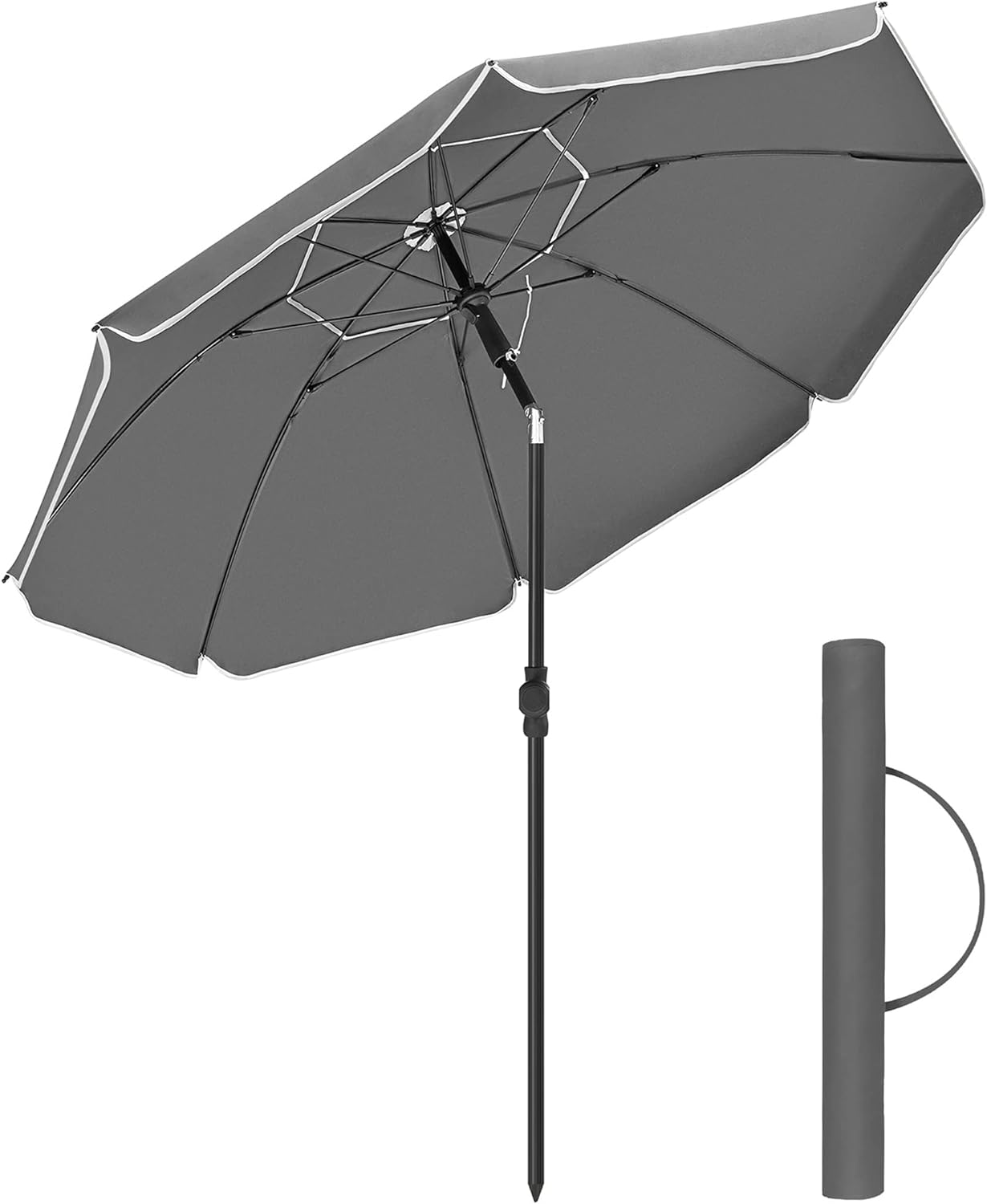Minimalistisk strandparasol i sort (200cm) - Parasol -