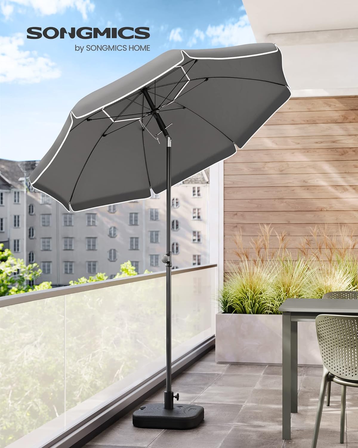 Minimalistisk strandparasol i sort (200cm) - Parasol -