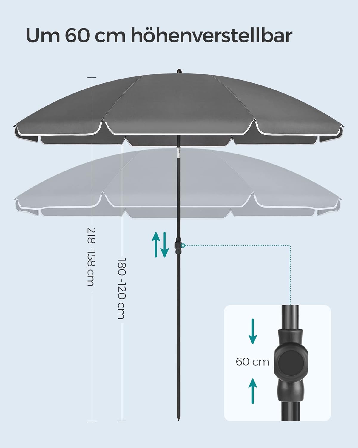 Minimalistisk strandparasol i sort (200cm) - Parasol -
