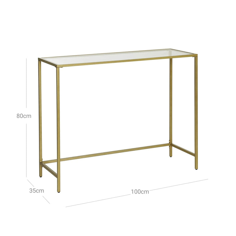 Konsolbord med glasplade og guldramme - Konsolbord -