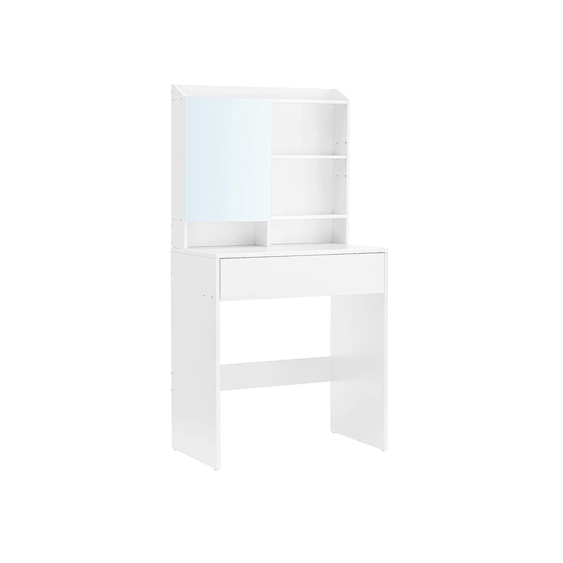 Sminkebord med spejl og hylder - Hvid (lille model) - -