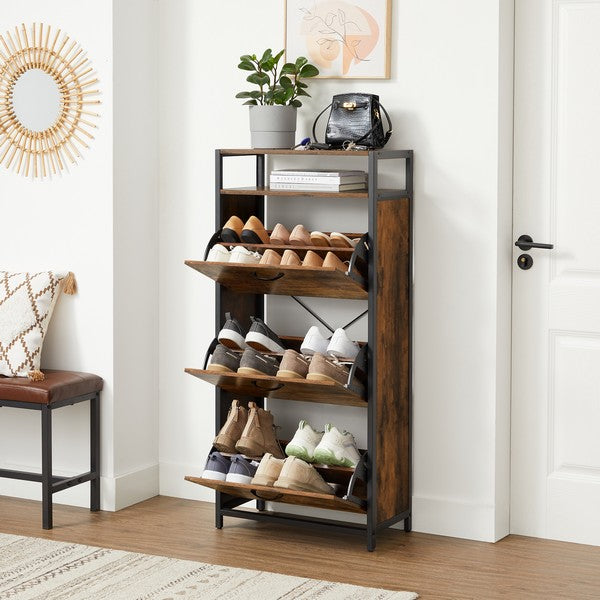 Skoskab med tre hylder i vintage design - skoreol -