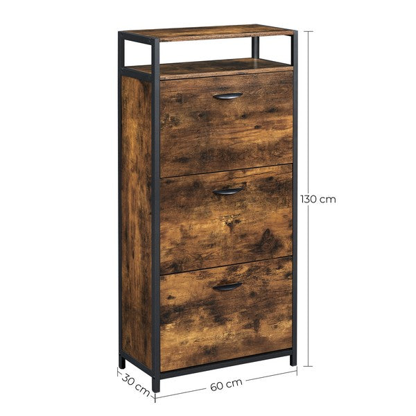 Skoskab med tre hylder i vintage design - skoreol -