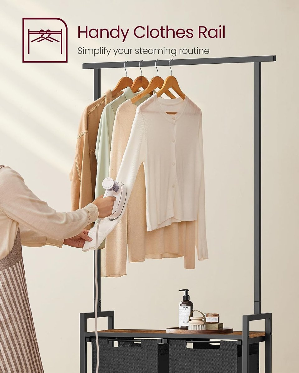 Vasketøjskurv med to rum og bøjlestang - Laundry baskets -