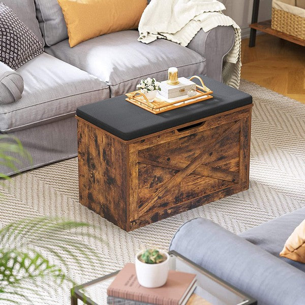 Siddebænk med opbevaring i vintage design - skoreol -