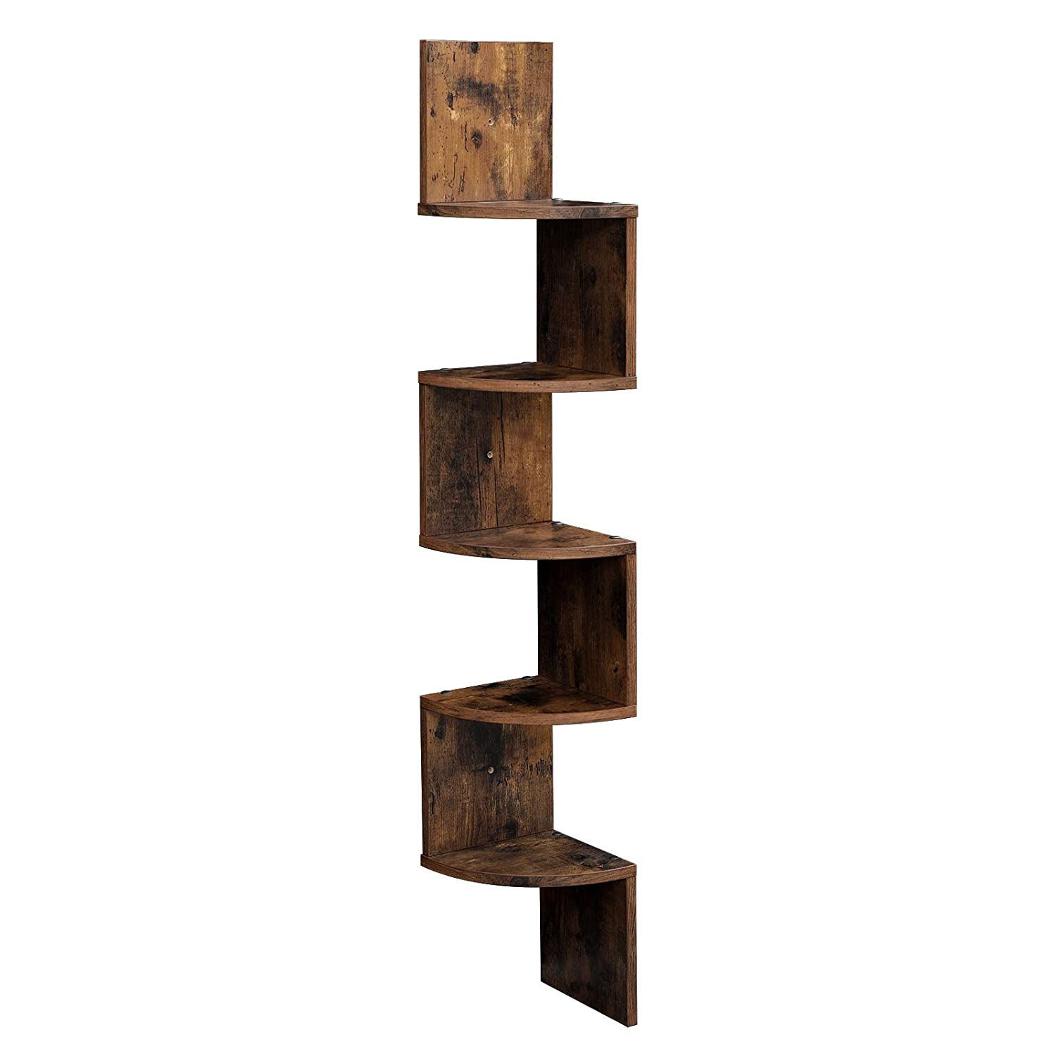 Hjørnereol m. 5 hylder - Rustikt look 20 x 20 x 128 cm - Reol -