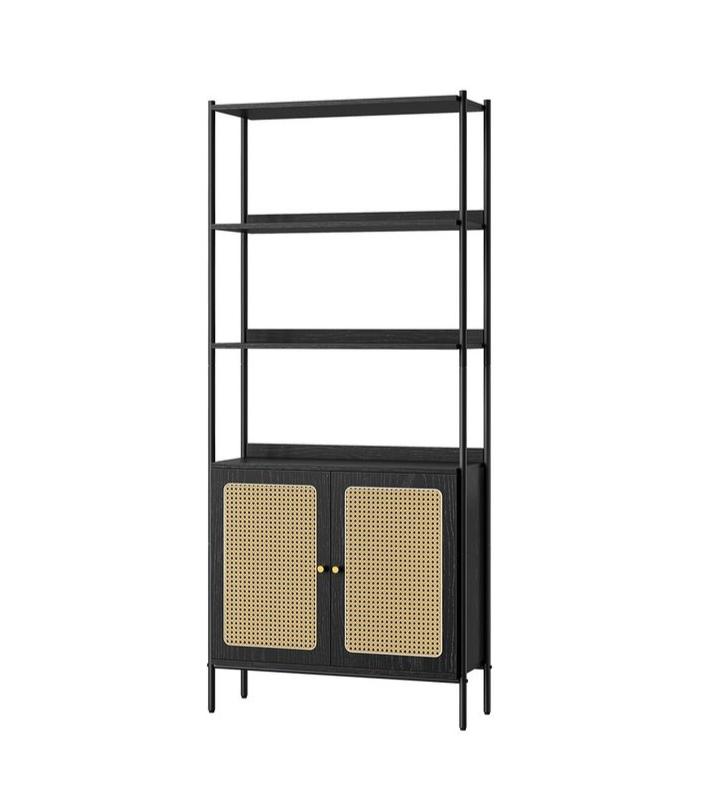 Bogreol med låger i rattan flet - stor - Reol -
