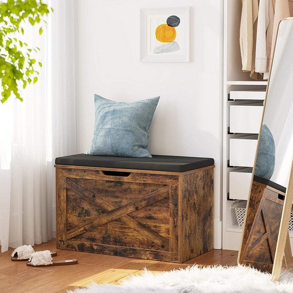 Siddebænk med opbevaring i vintage design - skoreol -