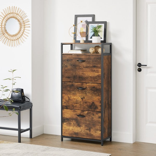 Skoskab med tre hylder i vintage design - skoreol -