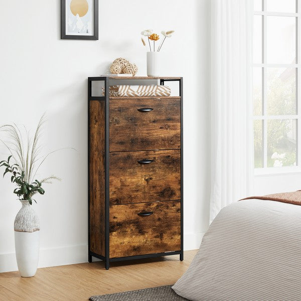 Skoskab med tre hylder i vintage design - skoreol -