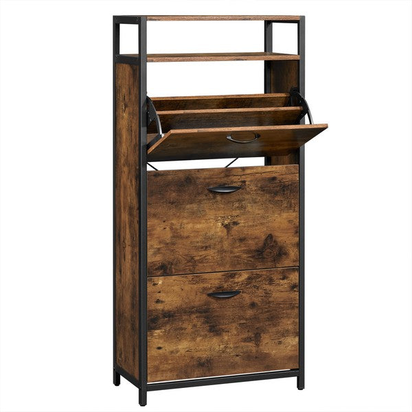 Skoskab med tre hylder i vintage design - skoreol -