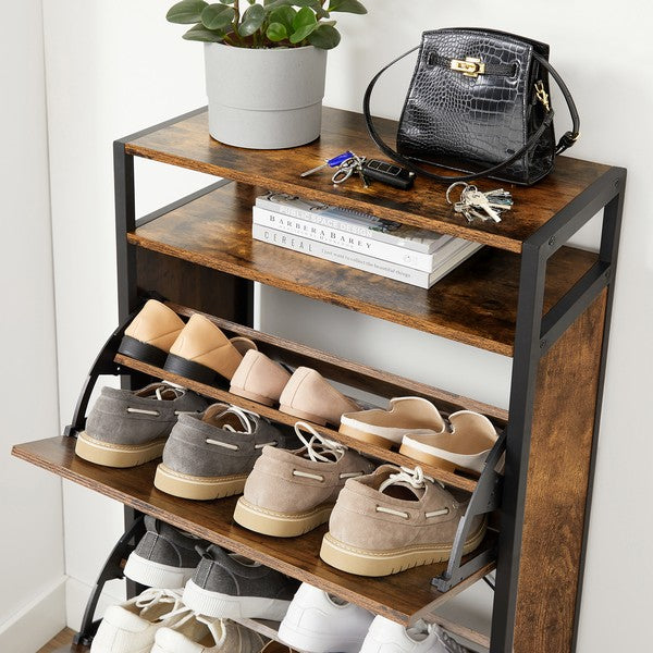 Skoskab med tre hylder i vintage design - skoreol -