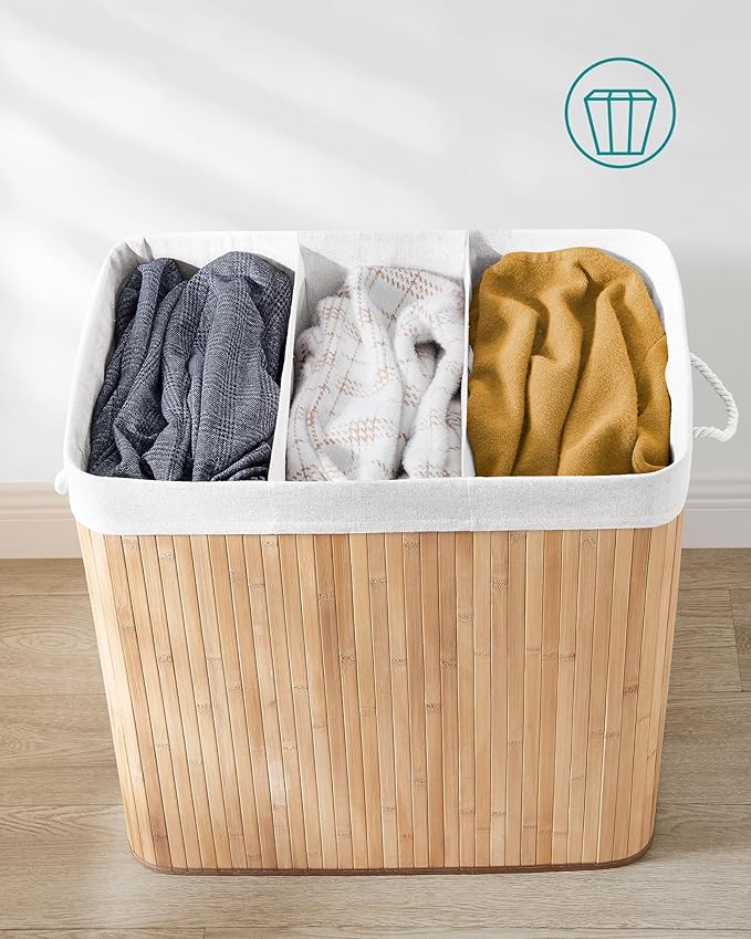 Triple vasketøjskurv - Bambus