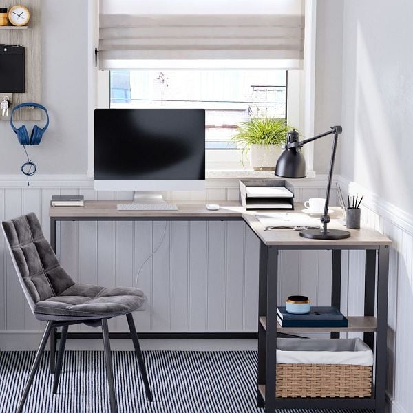 Hjørneskrivebord i moderne design m. hylder - Skrivebord -