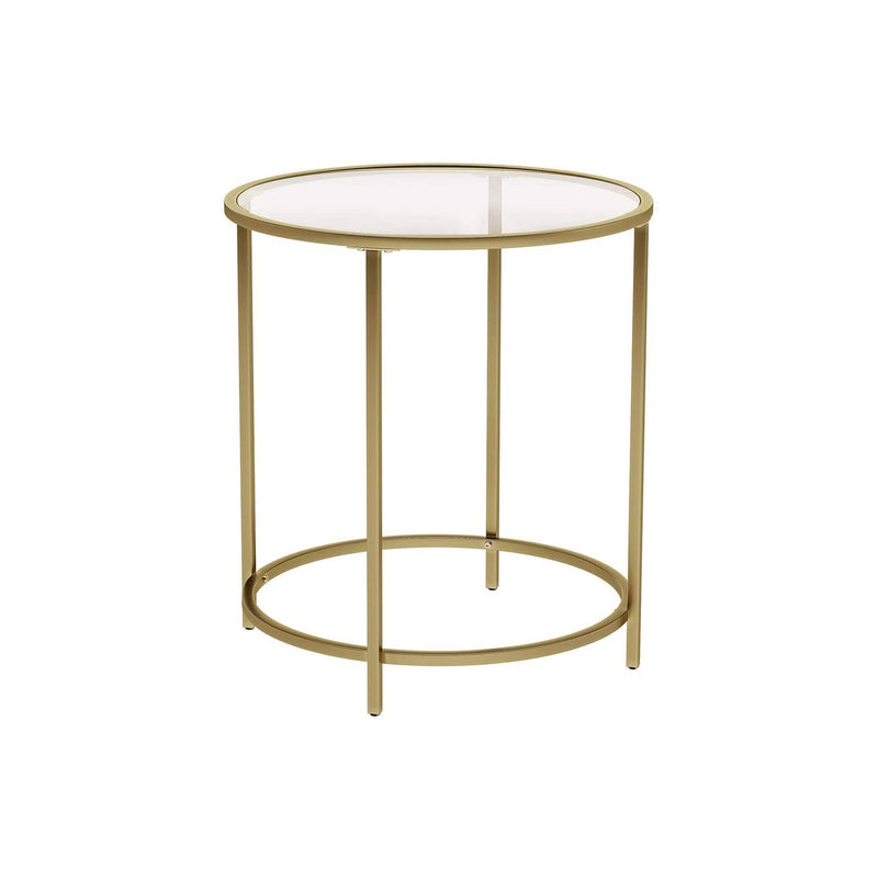 Sidebord i rundt design m. guldramme og glasplade